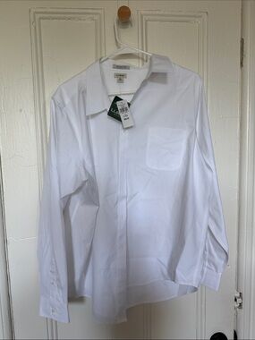 L.L. Bean Women's White Button-Down Shirt with Chest Pocket
